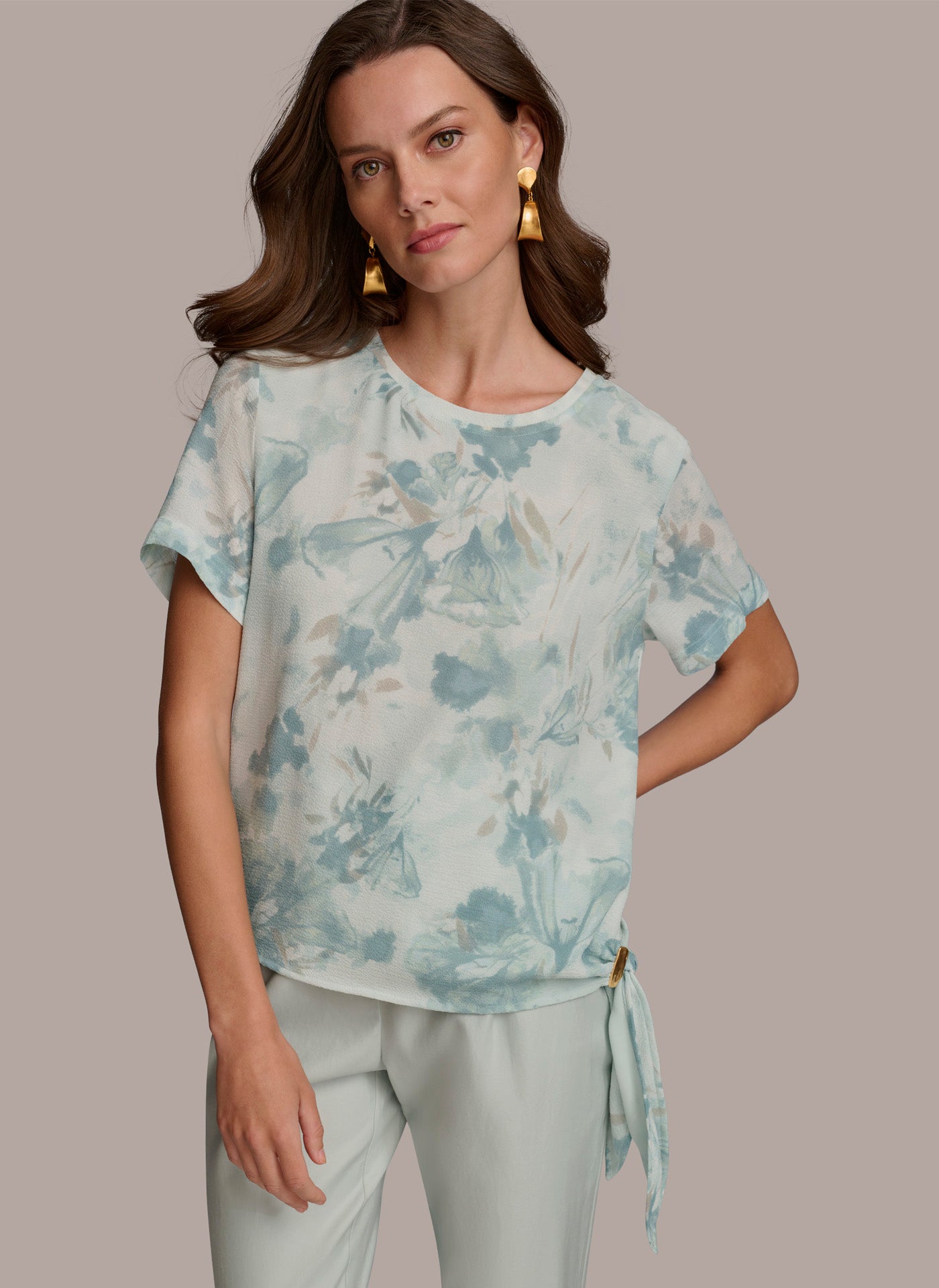 (image for) PERFECT PRINTED SIDE TIE BLOUSE